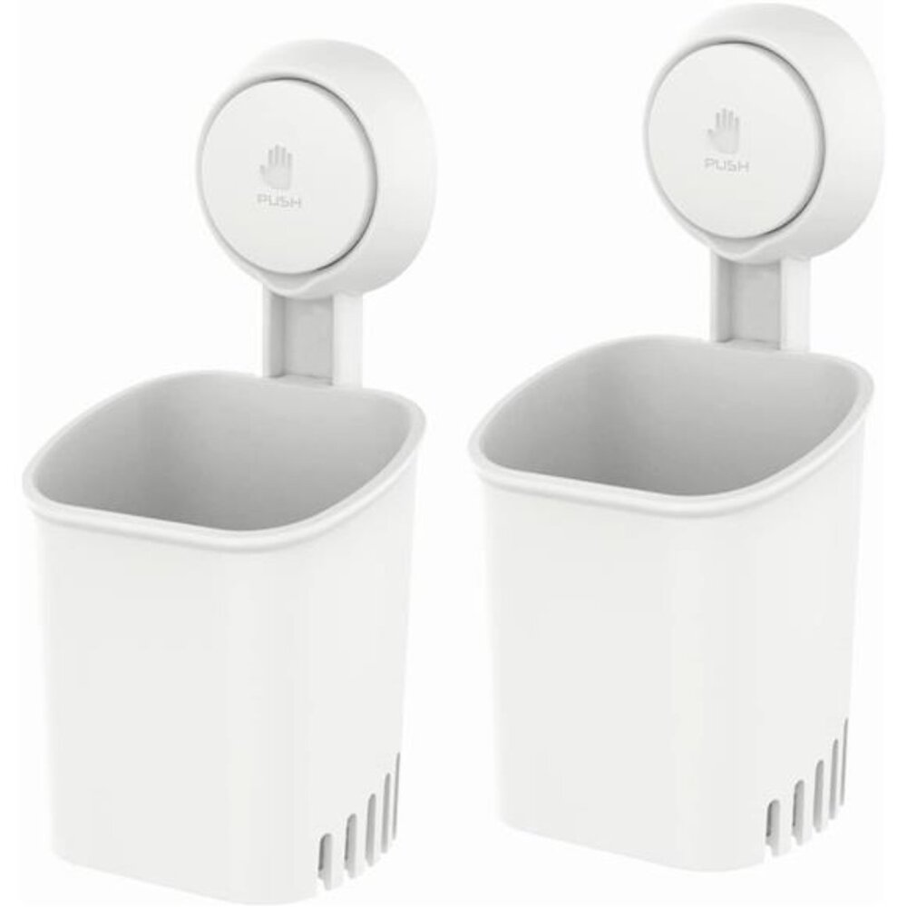 Suction Toothbrush Holder Wall Mount Toothpaste Razor Organizer Bathroom Kitchen